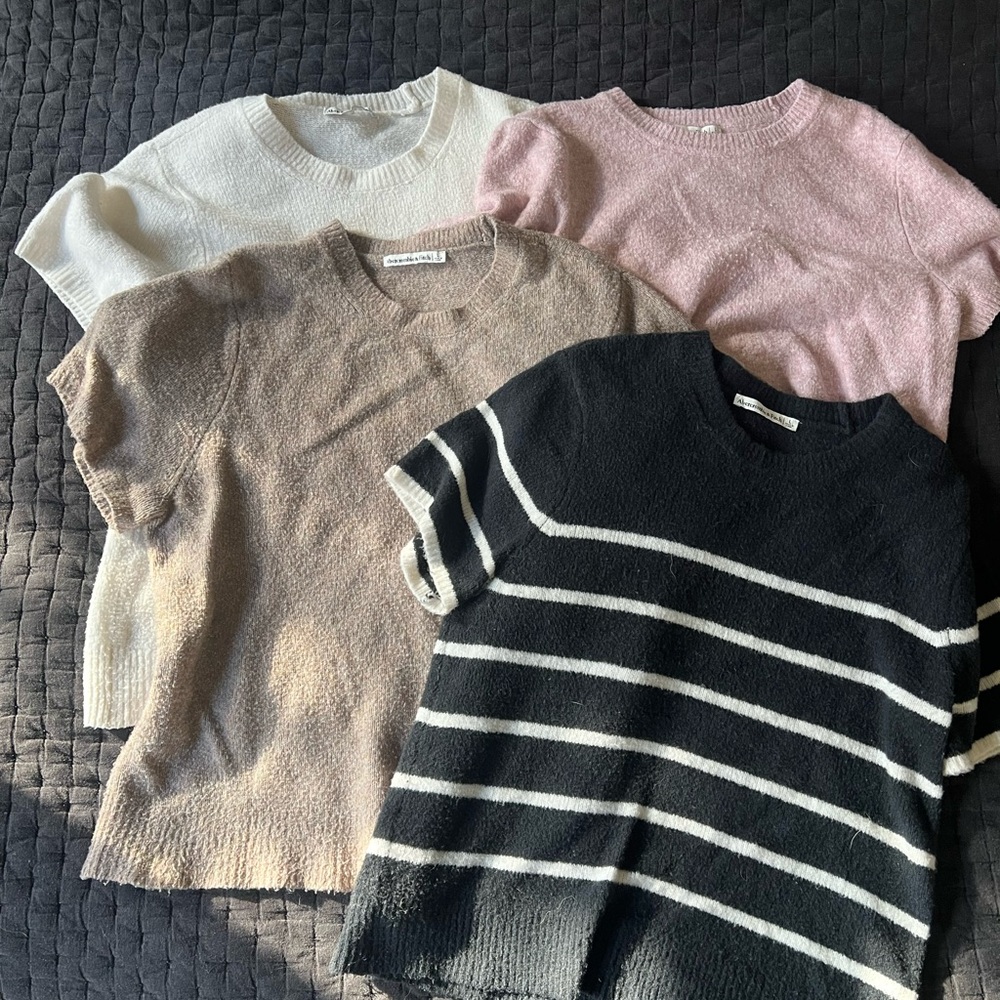 Women's Sweater Tee Collection - Black, White, Pink, Tan